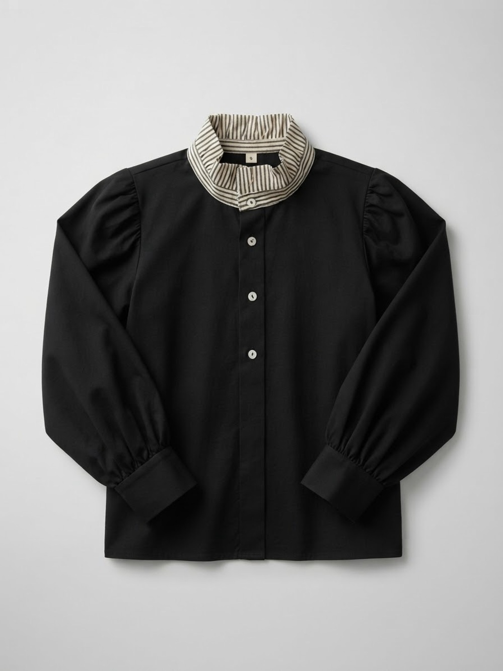 NWOT Entro Black Ruffle Collared Blouse